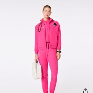 FIGS Sydney scrub jacket shocking pink